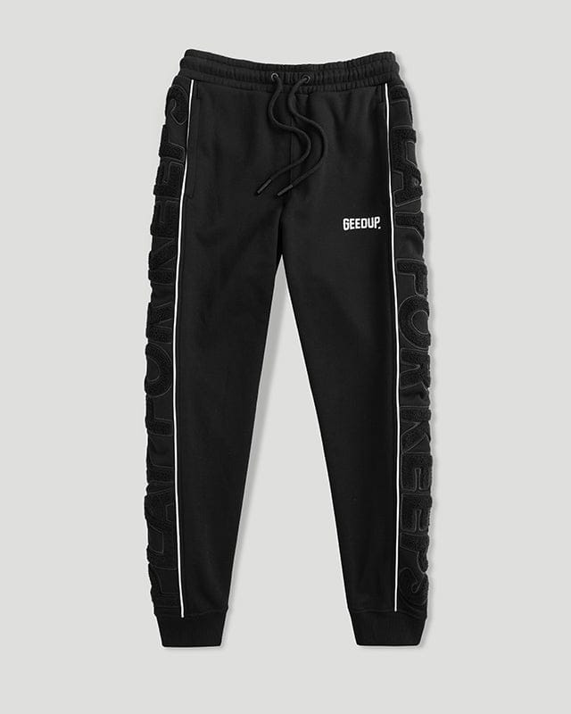 Geedup Play For Keeps Black/White Trackpants Geedup Play For Keeps Black/White Trackpants