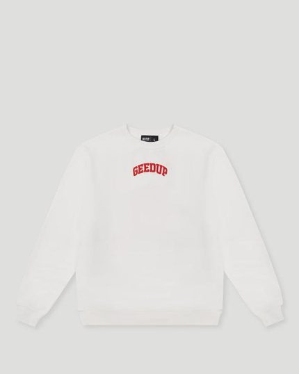 Geedup Strong-Arm Department White/Red Crewneck