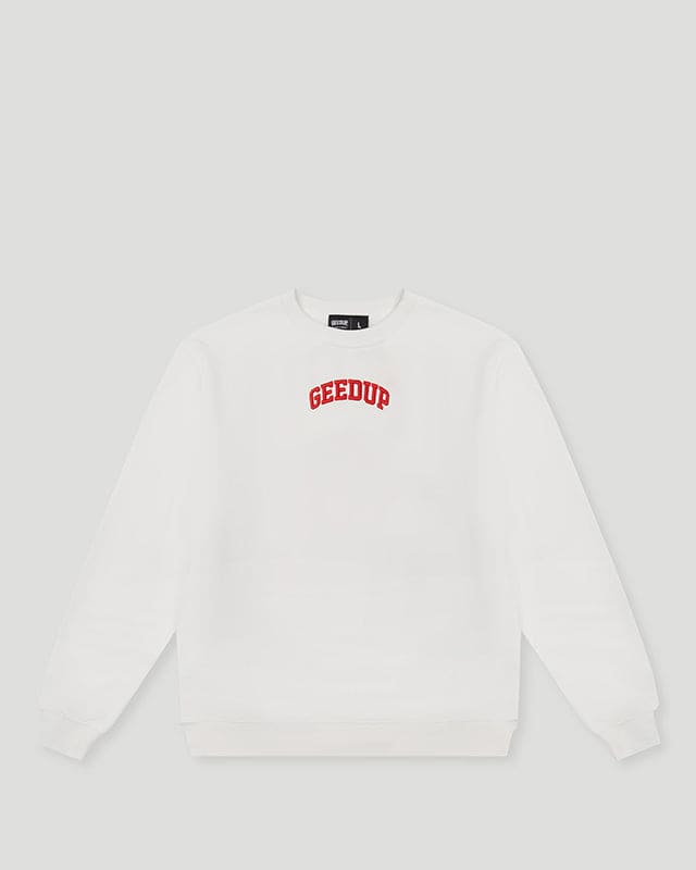 Geedup Strong-Arm Department White/Red Crewneck Geedup Strong-Arm Department White/Red Crewneck