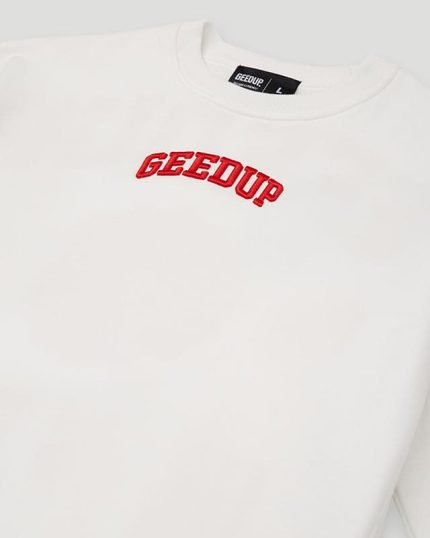 Geedup Strong-Arm Department White/Red Crewneck