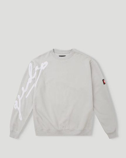 Geedup Grey Script Logo Crewneck