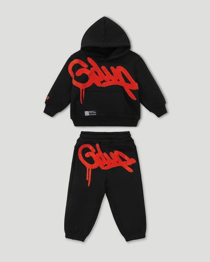 Geedup Handstyle Kids Tracksuit Orange BlackBurnt