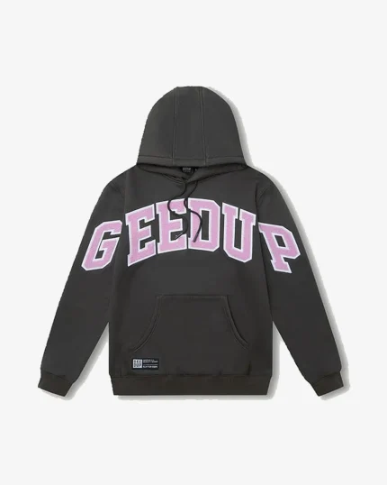 Geedup Hoodie Team Logo Charcoal Dusty Pink