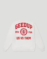Geedup Strong-Arm Department White/Red Crewneck