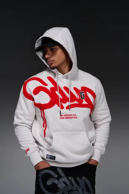 Geedup Handstyle G Hoodie Light Grey/Red