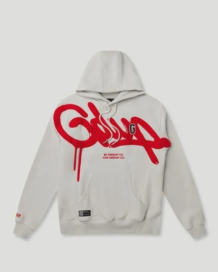 Geedup Handstyle G Hoodie Light Grey/Red