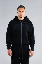 Geedup Generals Classic Fit Raglan Zip Hoodie Jet Black