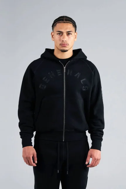 Geedup Generals Classic Fit Raglan Zip Hoodie Jet Black