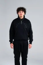 Geedup Generals Oversized Qtr Zip Jet Black