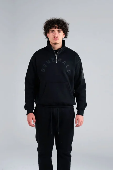 Geedup Generals Oversized Qtr Zip Jet Black